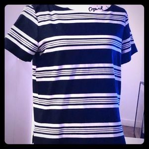 Max Mara Striped Navy Blue medium shirt